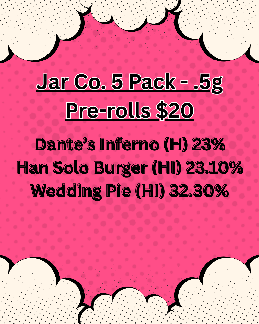 Jar Co. 5-pack half-gram pre-rolls, $20